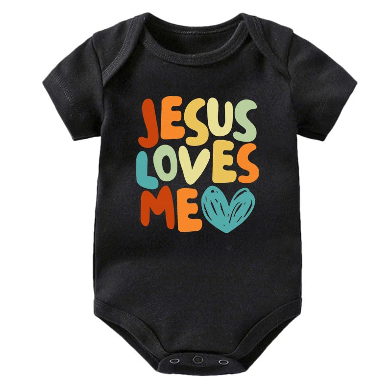 Jesus Loves Me Printed Baby Bodysuit Romper