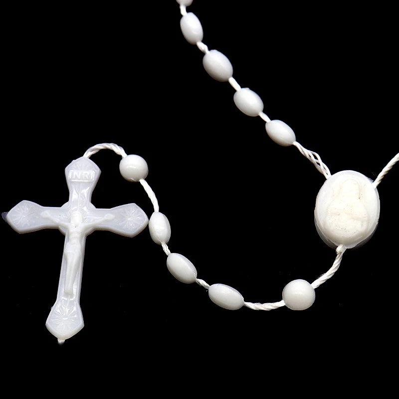 Luminous Catholic Christ Jesus Cross Plastic Rosary