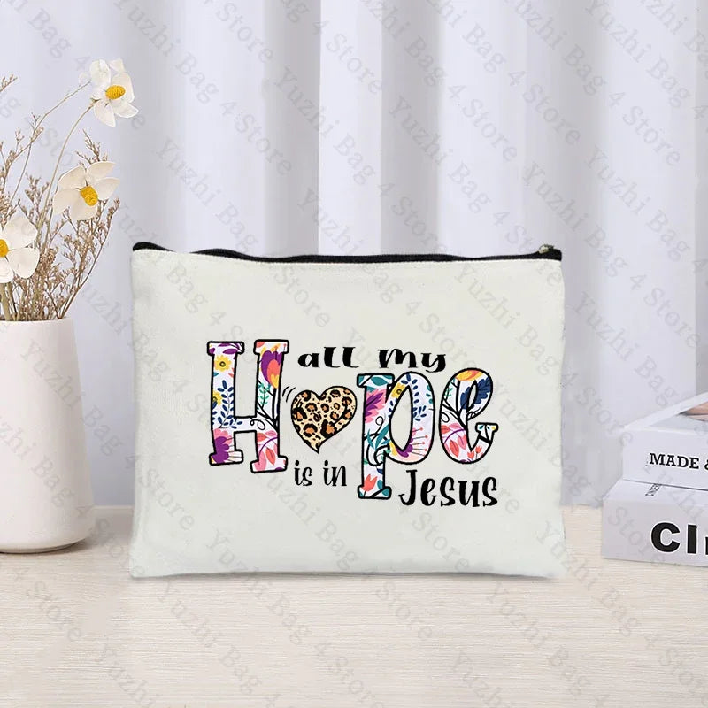 Love Jesus Pattern Zipper Makeup Bag