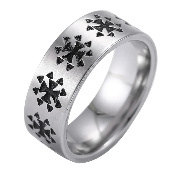 English Titanium Steel Christian Cross Bible Ring