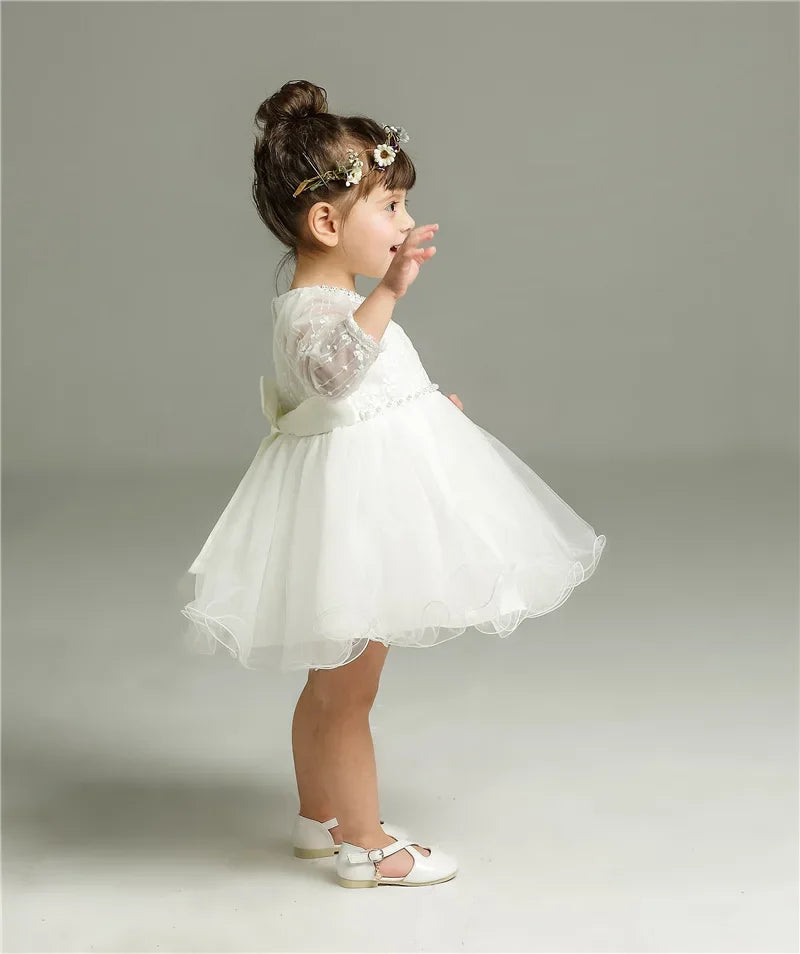 Long Sleeve Baby & Toddler Girl Dress White Baptism Dress