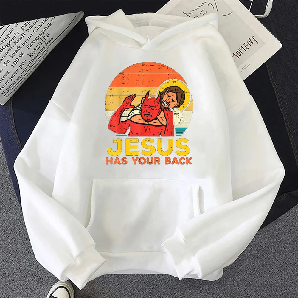 Jesus Has Your Back Jiu Jitsu Retro Christian Hoodie