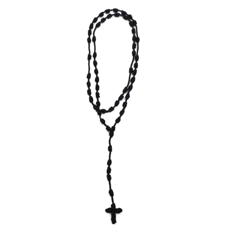 Handmade Knotted Rosary with Cross Charm