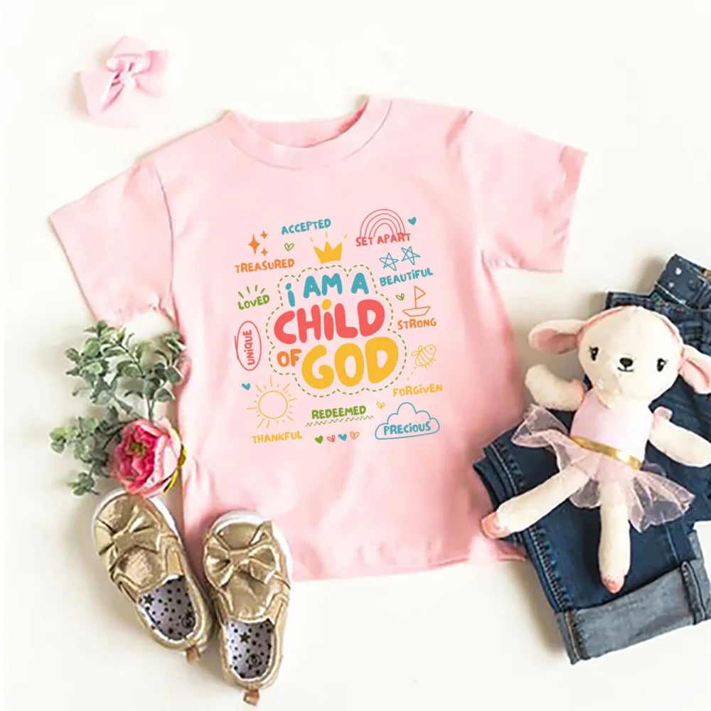 I Am A Child of God Kids Shirt Summer T-shirt