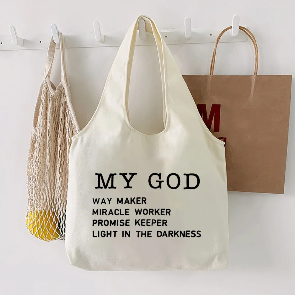 Faith Hope Love Print Tote Bag