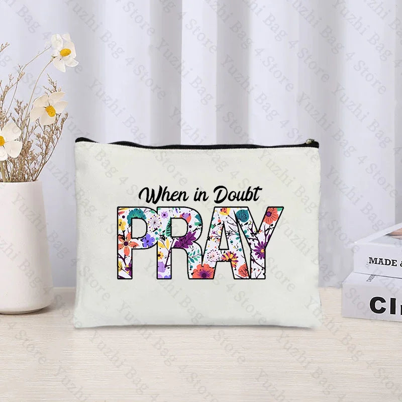 Love Jesus Pattern Zipper Makeup Bag