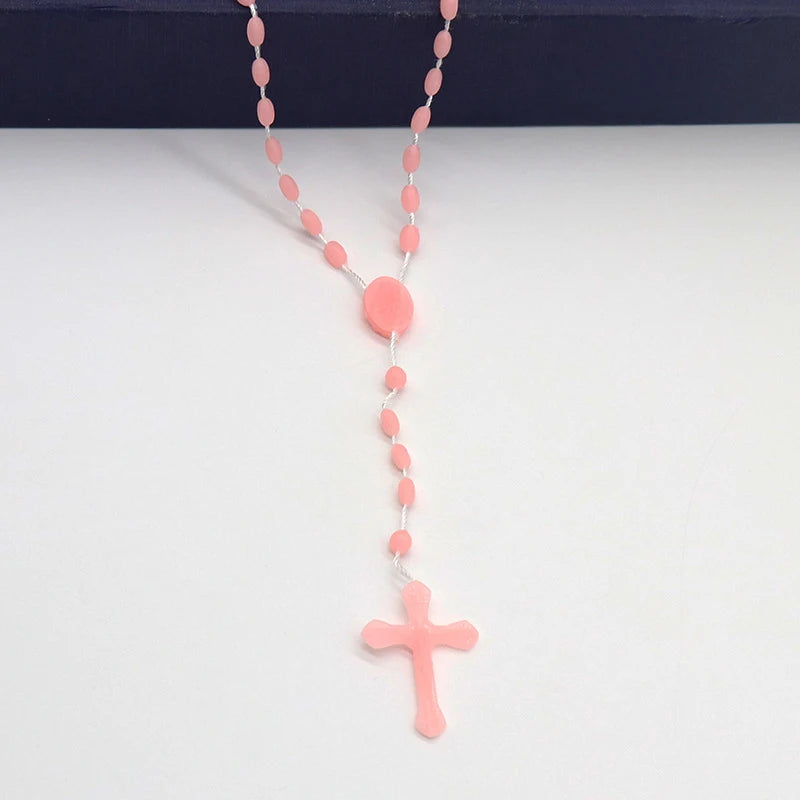 Luminous Catholic Christ Jesus Cross Plastic Rosary