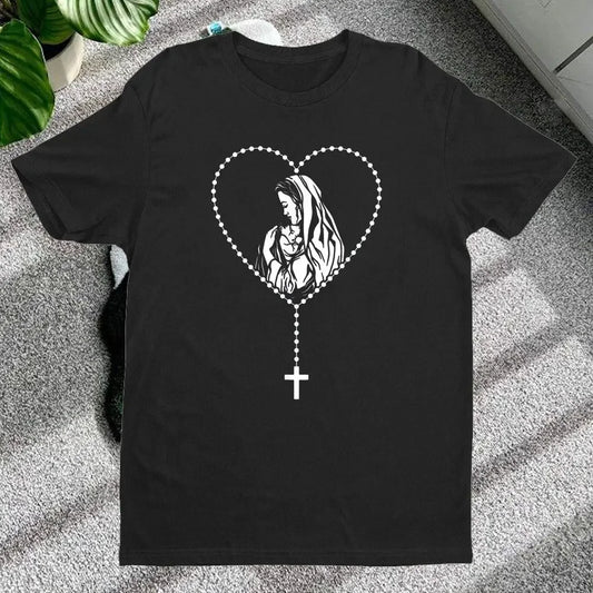 Christian Rosary Cross Guadalupe Virgin Mary T-Shirt