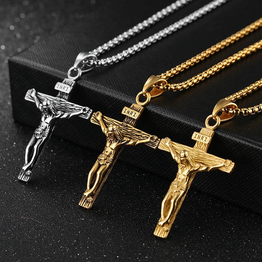 Religious Jesus Cross Stainless Steel Necklace