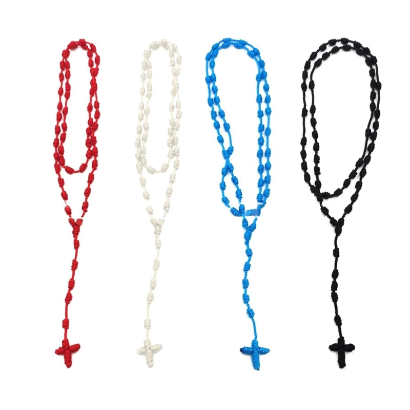 Handmade Knotted Rosary with Cross Charm