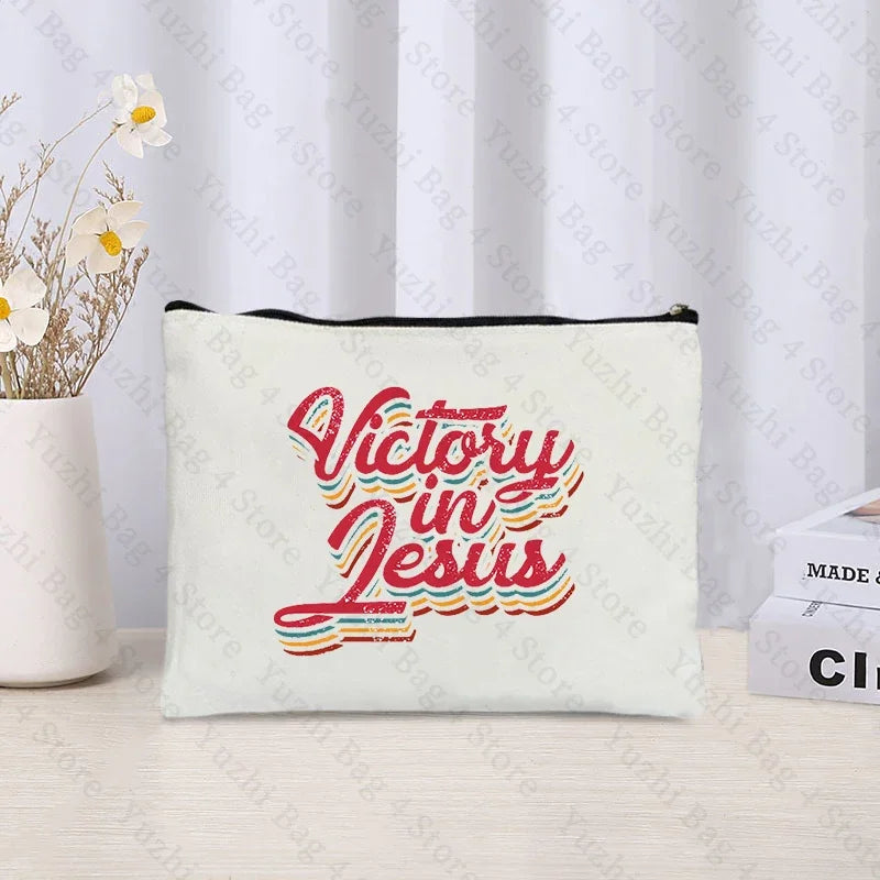 Love Jesus Pattern Zipper Makeup Bag