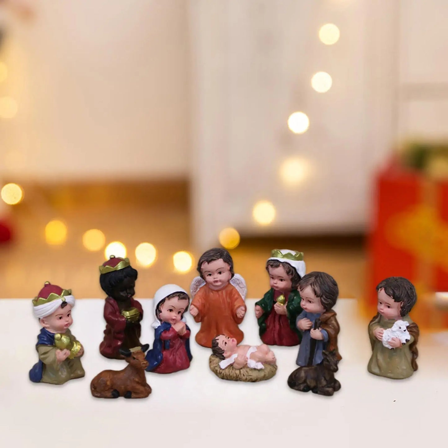 10x Hand-Painted Nativity Scene Set