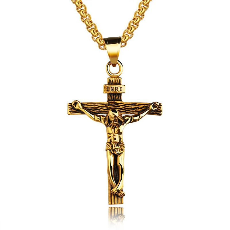 Religious Jesus Cross Stainless Steel Necklace