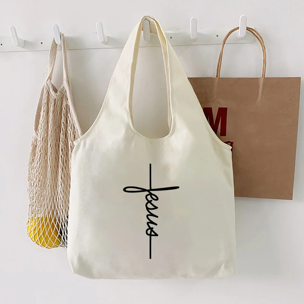 Faith Hope Love Print Tote Bag