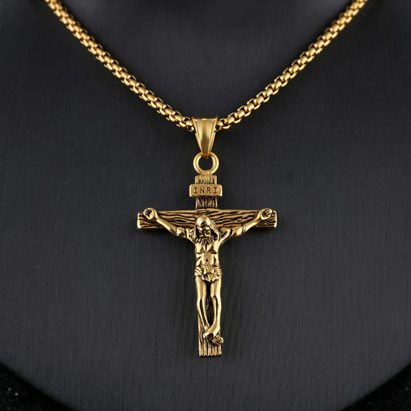 Religious Jesus Cross Stainless Steel Necklace