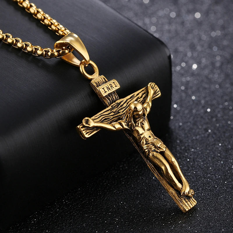 Religious Jesus Cross Stainless Steel Necklace