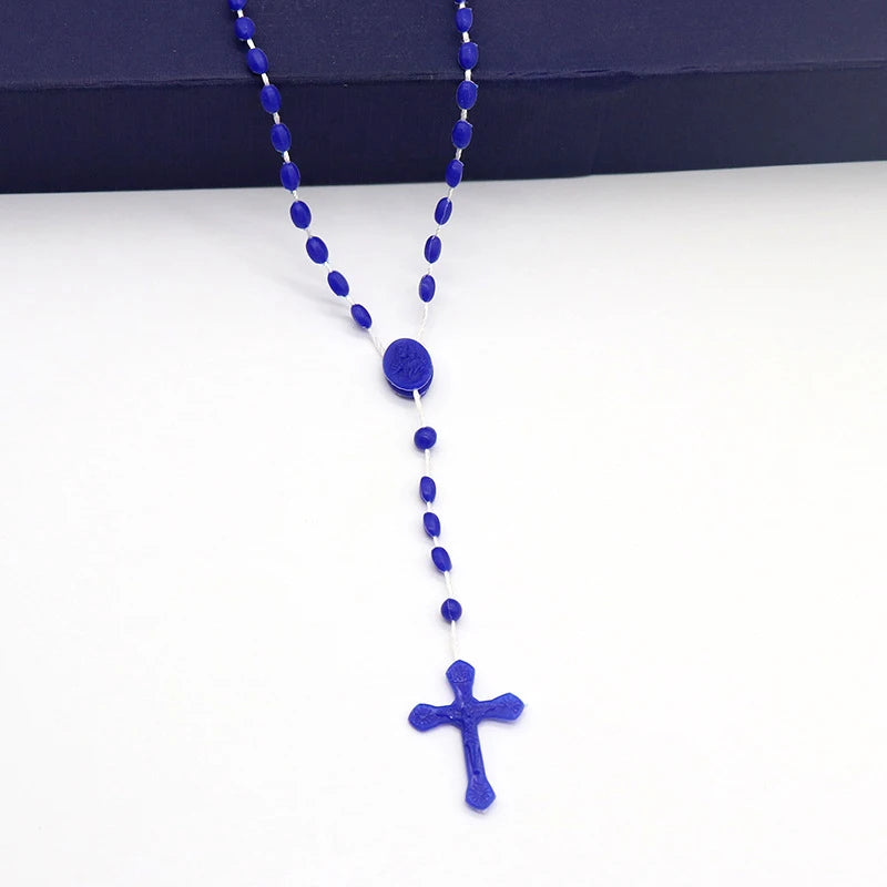 Luminous Catholic Christ Jesus Cross Plastic Rosary