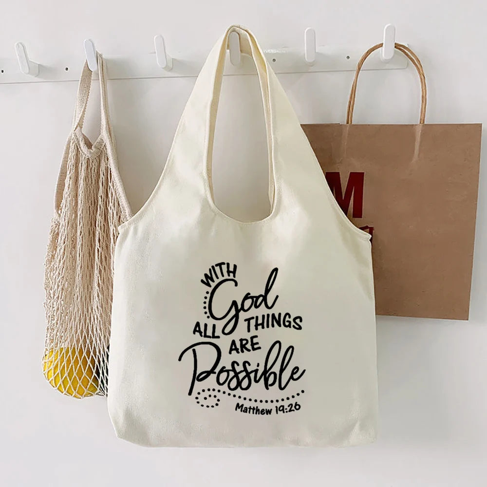 Faith Hope Love Print Tote Bag